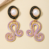 Purple Pearls Decor Sea Life Octopus Pendant Earrings
