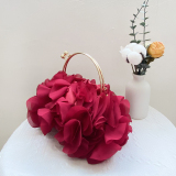 Prom French Chiffon Flower Shape Satin Handbag