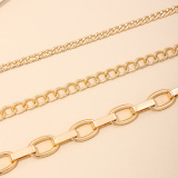 Glod Hip Hop Metal Three-Layer Chain Necklace