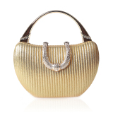 Red Prom Rhinestone Ribbed Handbag