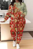 Khaki Graphics Print O Neck Long Sleeve Sweatshirt And Drawstring Pants Sportwear Casual Two Pieces Sweatpant Set