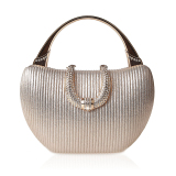 Red Prom Rhinestone Ribbed Handbag