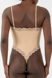 Black Sportswear Spaghetti Strap Lace Skinny Bodysuits