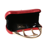 Red Prom Rhinestone Ribbed Handbag