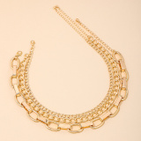 Glod Hip Hop Metal Three-Layer Chain Necklace