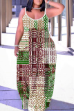 Purple Graphics Print Sleeveless Backless Spaghetti Strap Floor Length Vacation Baggy Sundress Slip Maxi Dress