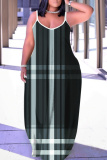 Purple Graphics Print Sleeveless Backless Spaghetti Strap Floor Length Vacation Baggy Sundress Slip Maxi Dress