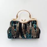 Black Prom Sequined Flower Hardware Flannel Velvet Handbags