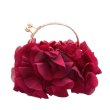 Prom French Chiffon Flower Shape Satin Handbag