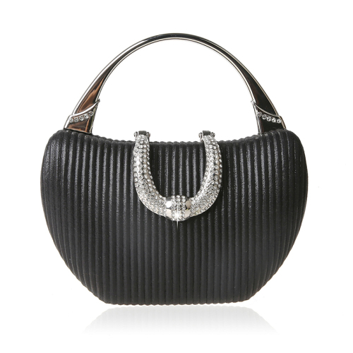 Red Prom Rhinestone Ribbed Handbag