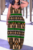 Yellow Sleeveless Backless Spaghetti Strap Floor Length Casual Outing Plus Size Straight Loose Maxi Slip Dress