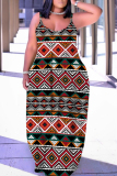 Yellow Sleeveless Backless Spaghetti Strap Floor Length Casual Outing Plus Size Straight Loose Maxi Slip Dress