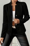 Pink Mandarin Collar Long Sleeve Formal Office Lady Cardigan Blazer Jackets