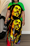White Graphics Print O Neck Short Sleeve Oversize T-shirt And Wide Leg Pants Casual Two Pieces Trouser Sets