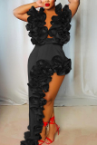 Red Backless Sleeveless Deep V Neck Ruffle Trim Throughout Tops And Irregular Maxi Skirt Beach Vacation Two Pieces Dress Sets