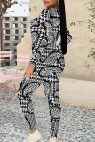 Green Plaid Flowers Tiger Stripes Print O Neck Long Sleeve Sweatshirt And Skinny Pants Casual Sportwear Two Pieces Sweatpant Sets