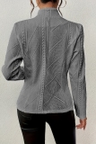 Pink Mandarin Collar Long Sleeve Formal Office Lady Cardigan Blazer Jackets