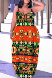 Yellow Sleeveless Backless Spaghetti Strap Floor Length Casual Outing Plus Size Straight Loose Maxi Slip Dress