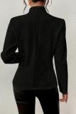 Pink Mandarin Collar Long Sleeve Formal Office Lady Cardigan Blazer Jackets