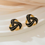 Black Daily Gold-Rimmed Twist Earrings