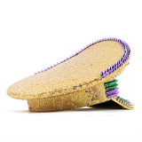 Gold Casual Colorful Beaded Artistic Cap Rhinestone Decor Flat Hat