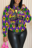 Purple Casual Graphics Print O Neck Long Sleeve Fall Winter Sweatshirt