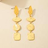 Gold Dangling Round Beads Irregular Tassel Drop Earrings