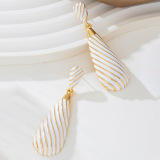 White Water Drop Tassel Long Earrings