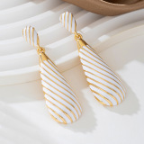 White Water Drop Tassel Long Earrings