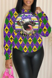 Purple Casual Graphics Print O Neck Long Sleeve Fall Winter Sweatshirt