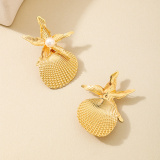 Glod Starfish Shell Pearls Decor Earrings