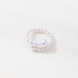 White Pearls Decor Necklaces Bracelet And Ring Three Piece Set