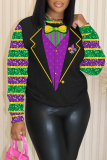 Black Yellow Casual Graphics Print O Neck Long Sleeve Fall Winter Sweatshirt
