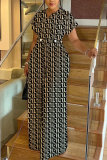White Black Graphics Print V Neck Short Sleeve Casual Vacation Wide Leg Jumpsuits