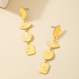 Gold Dangling Round Beads Irregular Tassel Drop Earrings
