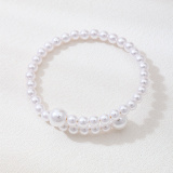 White Pearls Decor Necklaces Bracelet And Ring Three Piece Set
