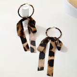Leopard Print Bow Decor Tassel Long Earrings