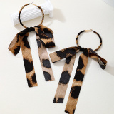 Leopard Print Bow Decor Tassel Long Earrings