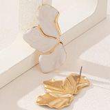 White Metal Petal Flower Earrings