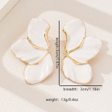 White Metal Petal Flower Earrings