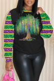 Black Yellow Casual Graphics Print O Neck Long Sleeve Fall Winter Sweatshirt