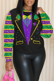 Black Yellow Casual Graphics Print O Neck Long Sleeve Fall Winter Sweatshirt