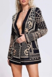 Yellow Pearls Decor V Neck Long Sleeve Casual Formal Office Lady Blazer Jackets