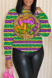 Purple Casual Graphics Print O Neck Long Sleeve Fall Winter Sweatshirt