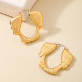 Glod Human Face Hoop Earrings