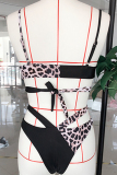 Leopard print Nylon Patchwork Two Piece Suits Europe and America Tankinis Set