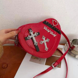 Pink Heart Shaped Zipper Bright Funny Punk Style Shoulder Messenger Bag