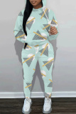 Multicolor Graphics Print Long Sleeve Hooded Sweatshirt And Draw String Pocket Skinny Pants Casual Sportwear Two Pieces Trouser Sets