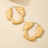Glod Human Face Hoop Earrings