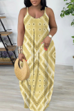 Purple Graphics Print Sleeveless Backless Floor Length Vacation Baggy Plus Size Sundress Slip Maxi Dress